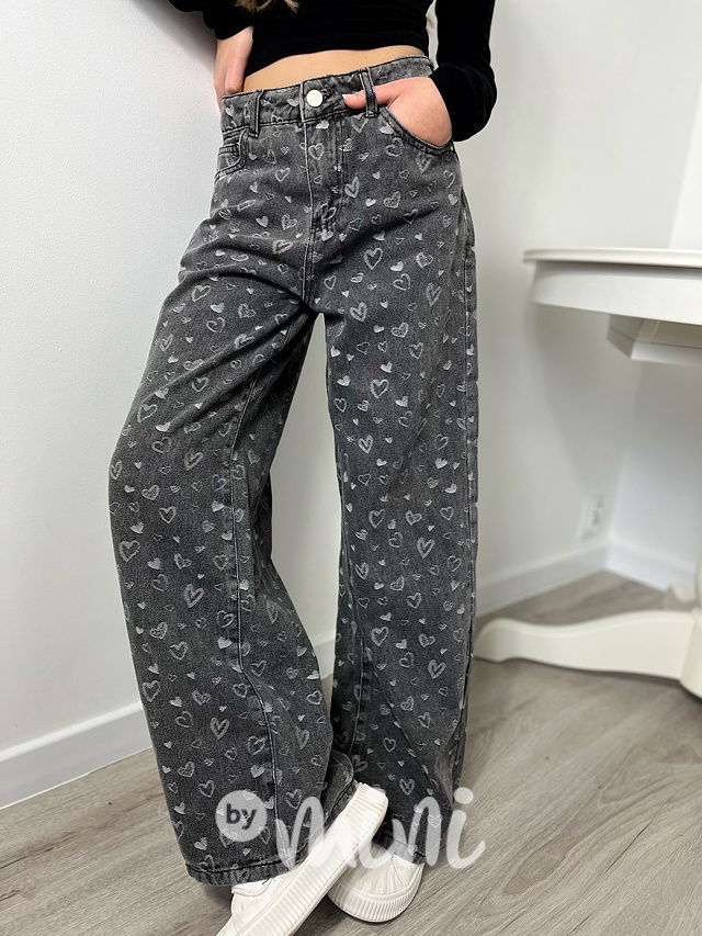 Široké HEART jeansy black