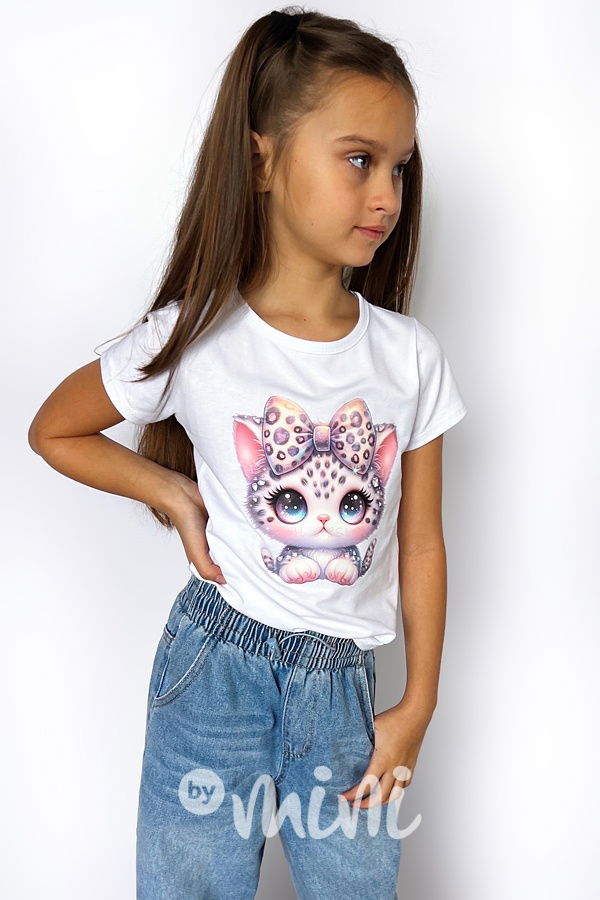 Cute cat triko bílé