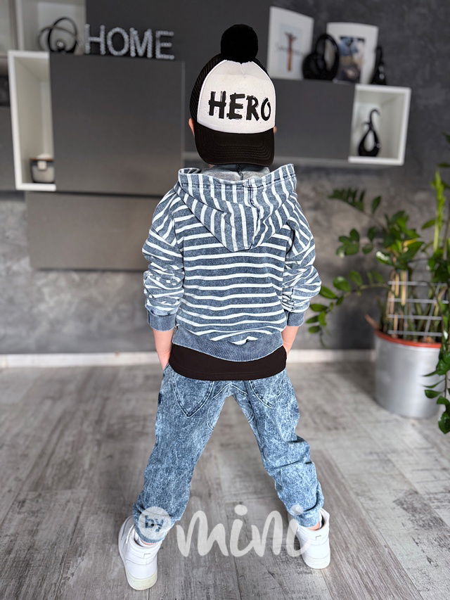 Pruhovaná denim look mikina