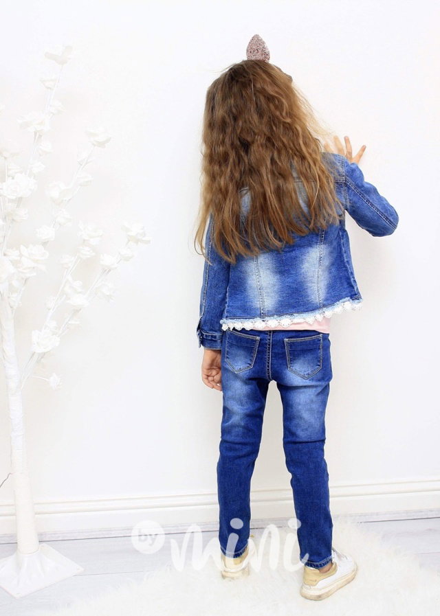 Jeans bunda s krajkou