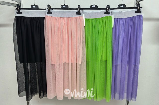 Tylová MIDI dívčí sukně pink - krátká spodnička