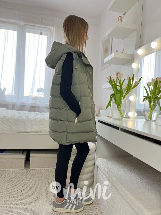 Jarní long vesta khaki