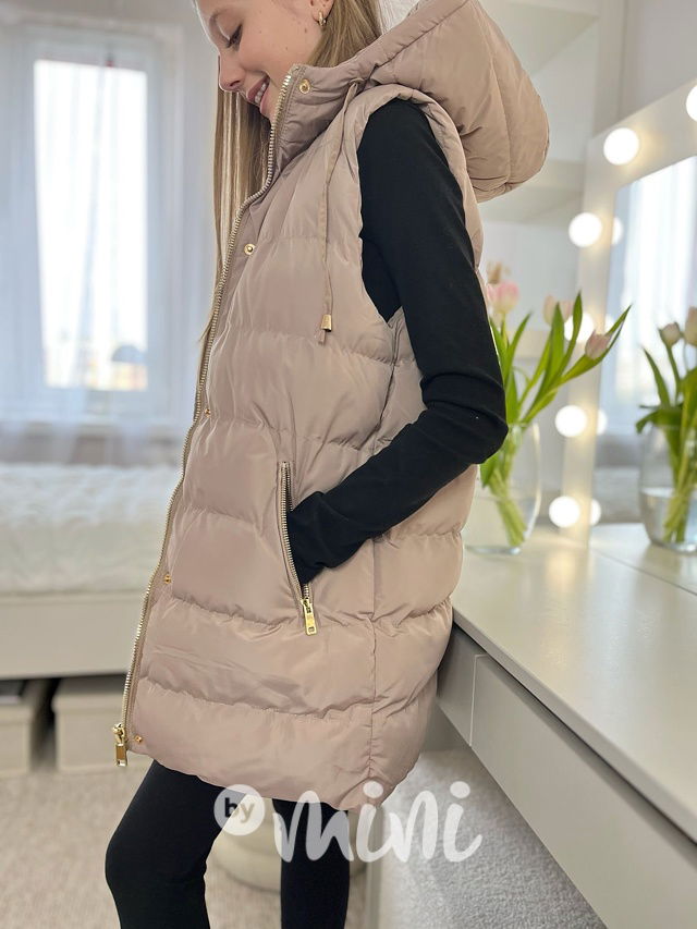 Jarní long vesta béžová