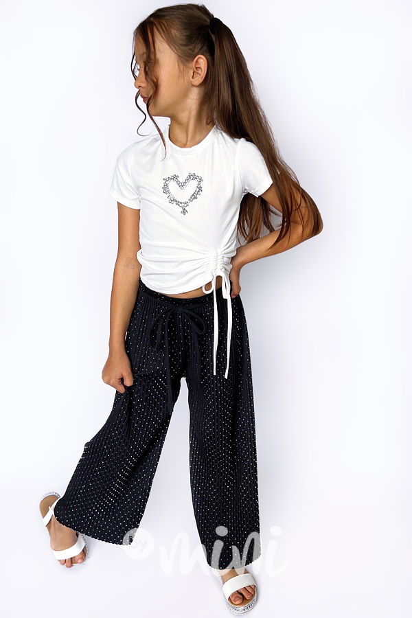 Volné plisované kalhoty s kamínky black