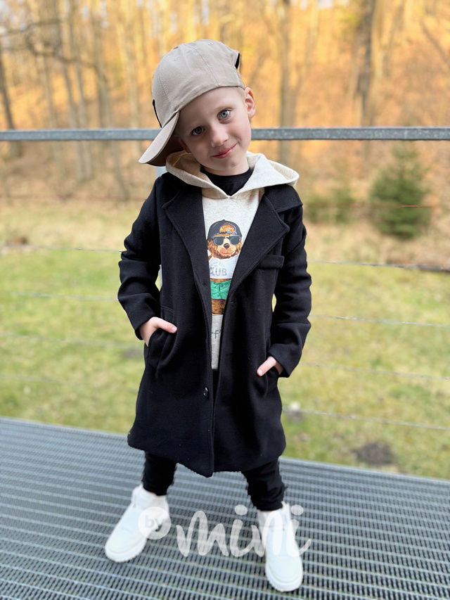 Chlapecký flaušový kabát černý