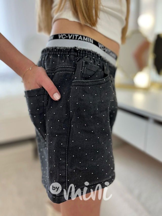 Denim kraťasy s kamínky