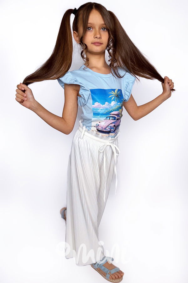 Letní plisované kalhoty white