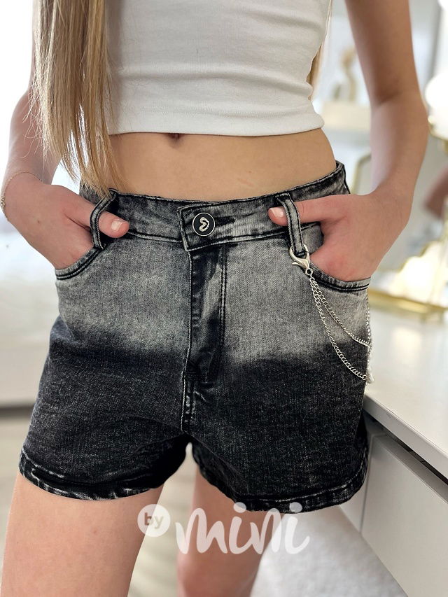 Denim ombre kraťasy  s řetízkem
