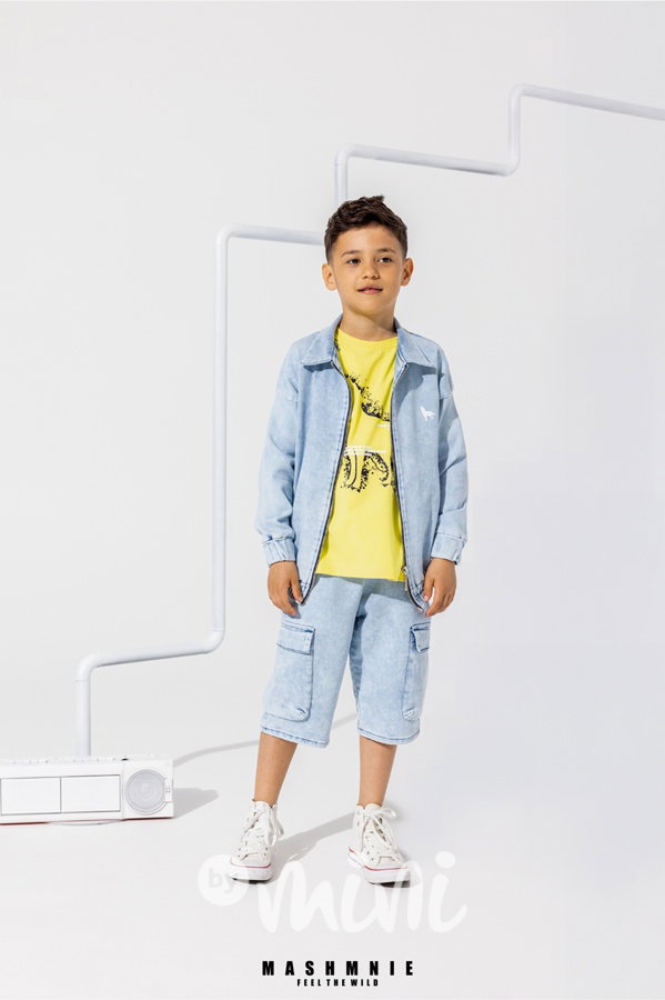 Mash Mnie cargo denim shorts ice blue