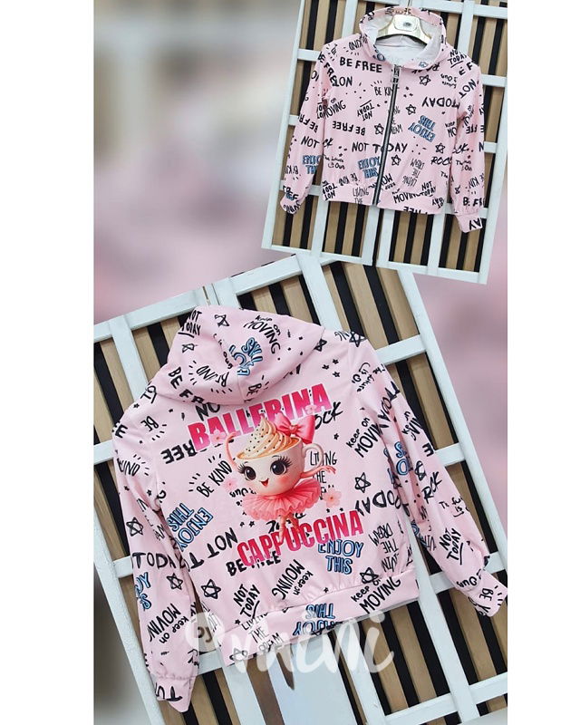 Ballerina Cappuccina soft velur mikina pink