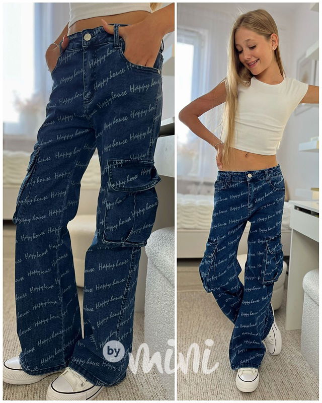Happy denim cargo džíny
