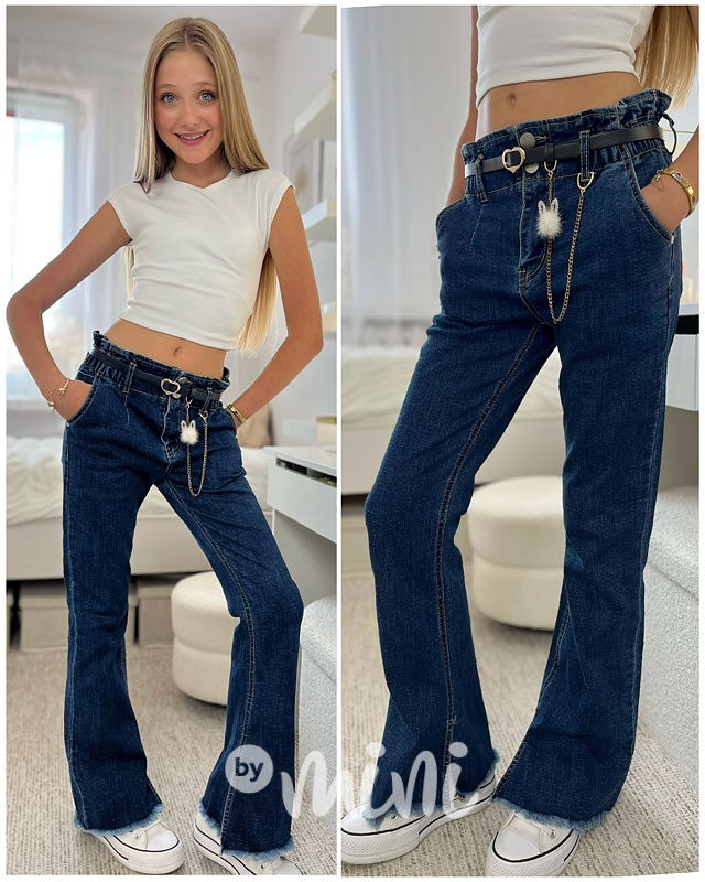 Denim zvonáče s páskem