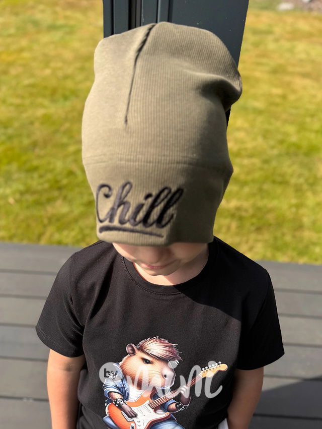 Chill spadlá žebrovaná houmles čepice khaki