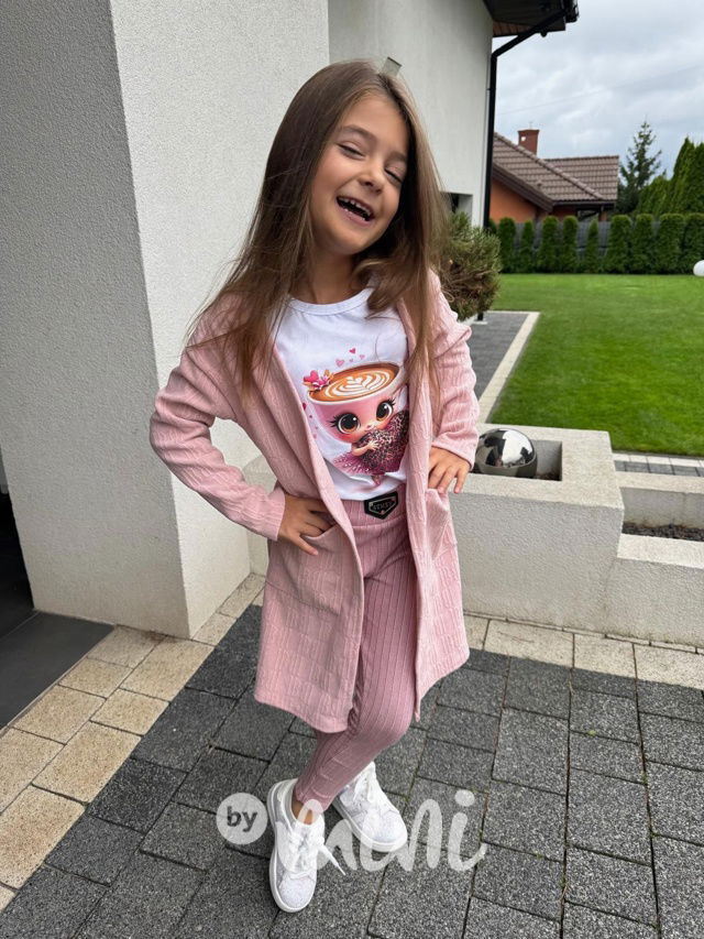 Podzimní dlouhý kardigan pink