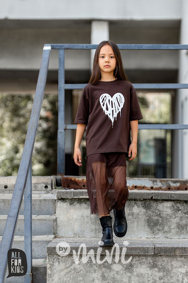 All for kids oversize triko HEART chocolate