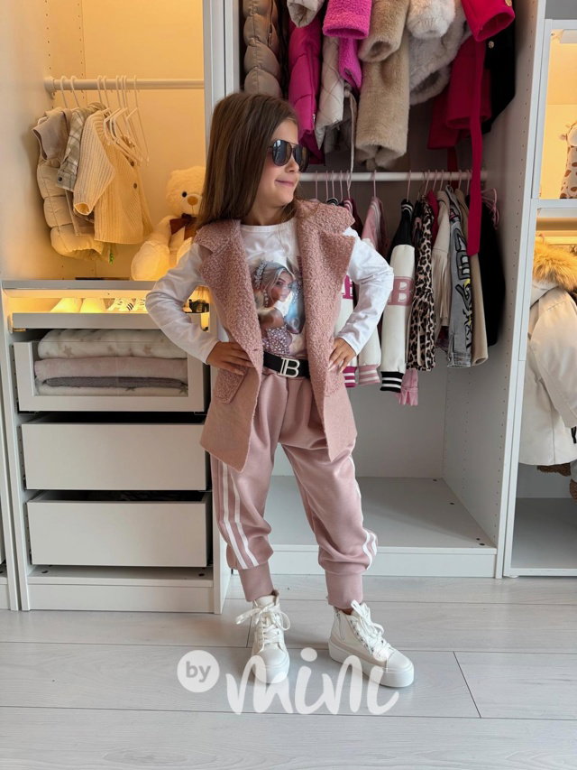 Růžové jogger kalhoty s páskem