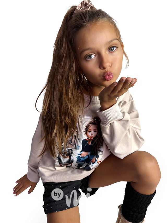 Béžová mikina KISS