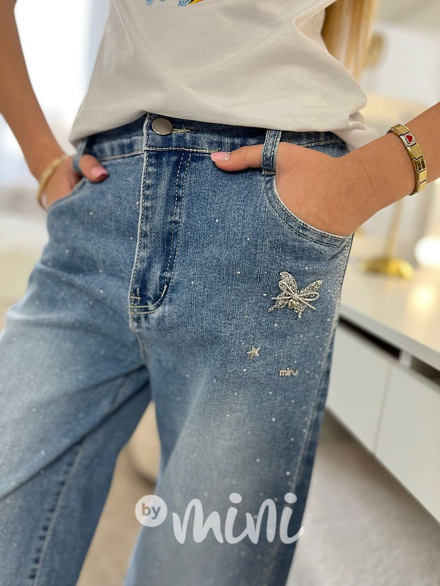 Volné lounge džíny s kamínky
