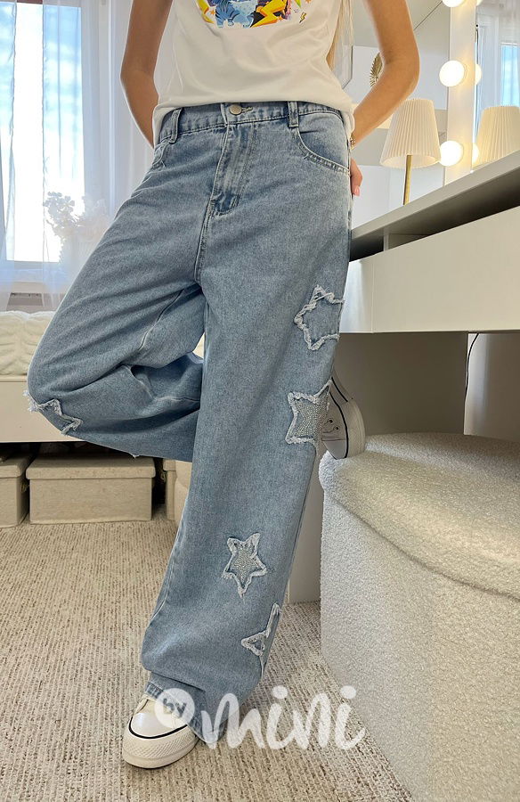 Široké blue denim STARS džíny