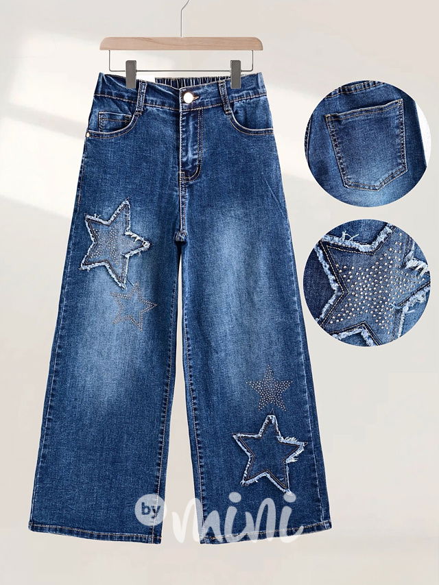 Široké dark blue denim STARS džíny