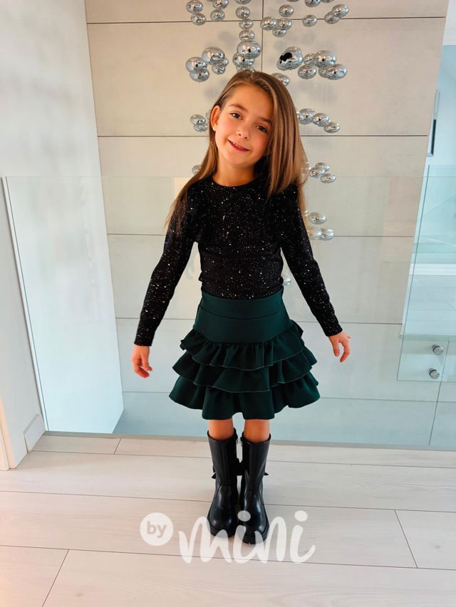 Vrstvená sukně smaragdová