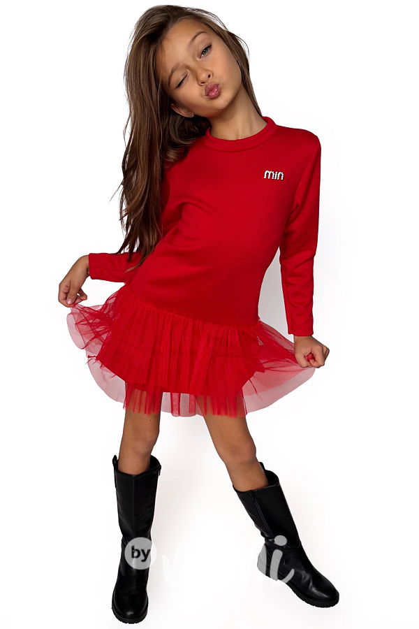Tunikové šaty s tylem MIA červené