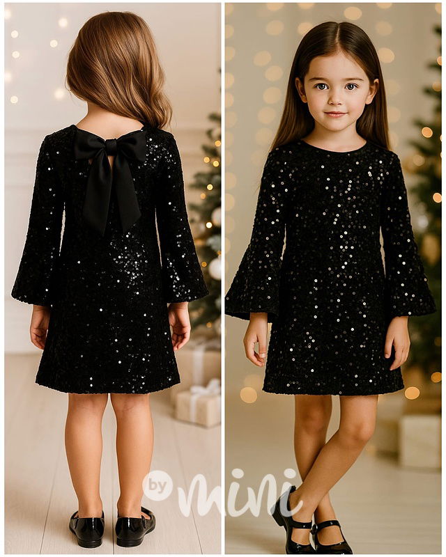 BOW flitr šaty černé