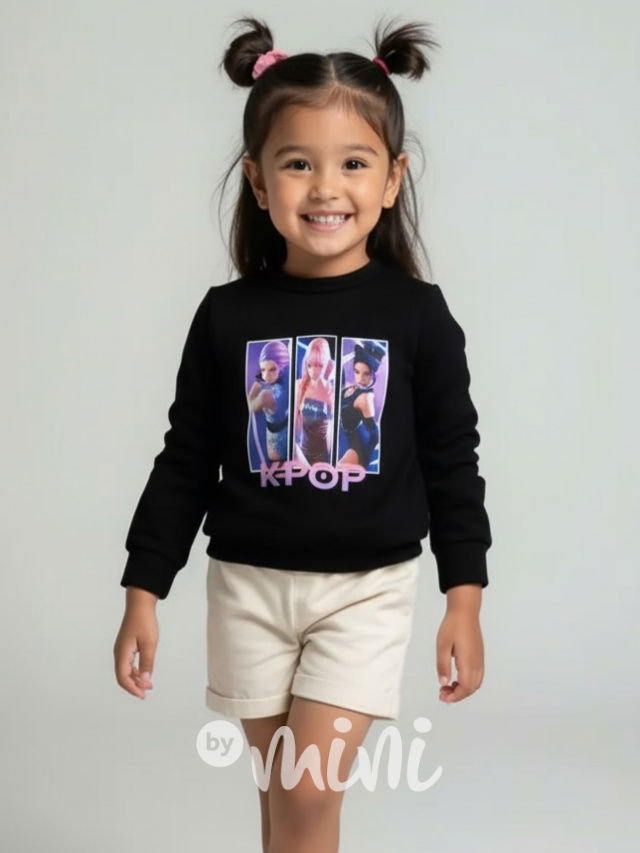 K-pop zateplená mikina černá