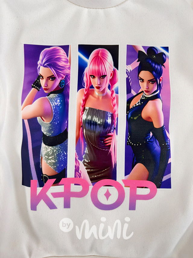 K-pop zateplená mikina bílá