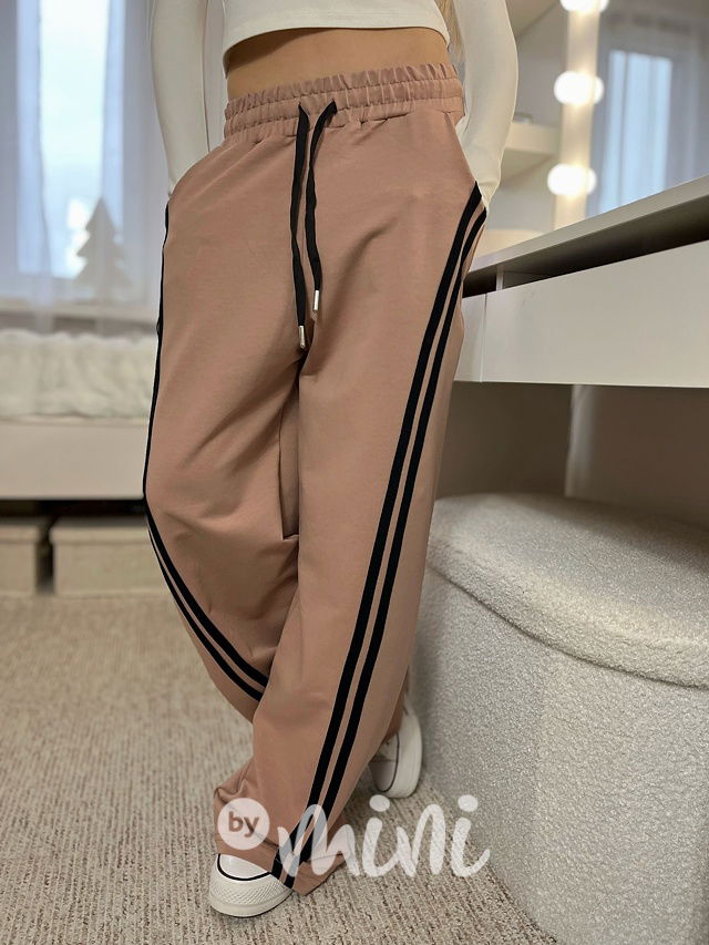 Fashion lounge volné tepláky pudrové