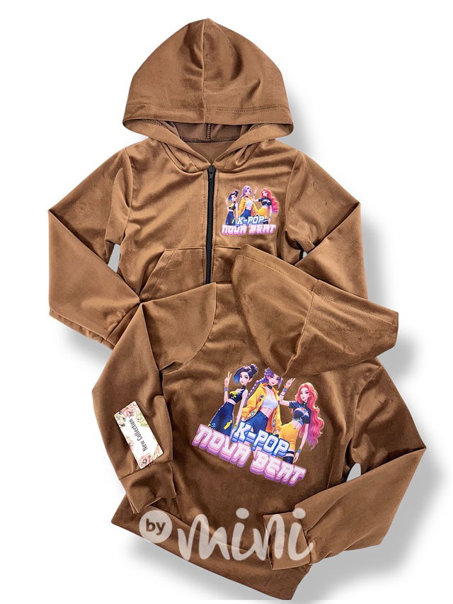 Demon Hunters soft velur mikina BEAT hnědá