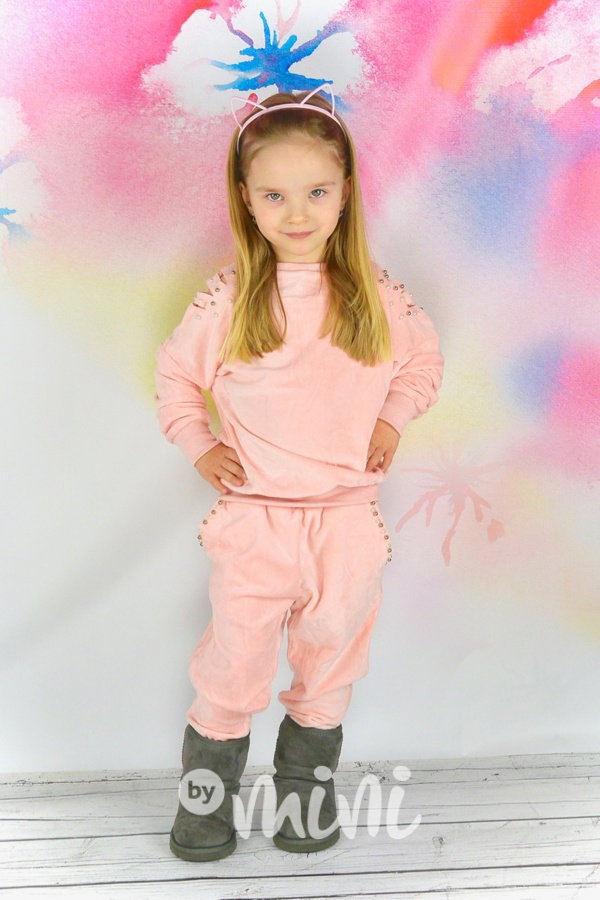 Velur perličková teplákovka pink