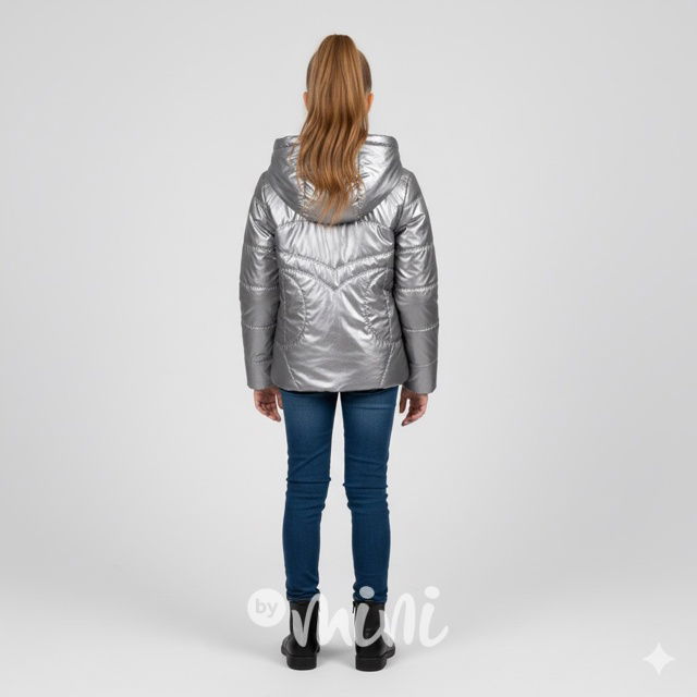 Jarní metalická bunda silver/pink