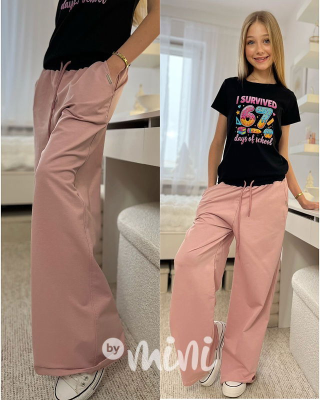 Lounge volné tepláky black/pink