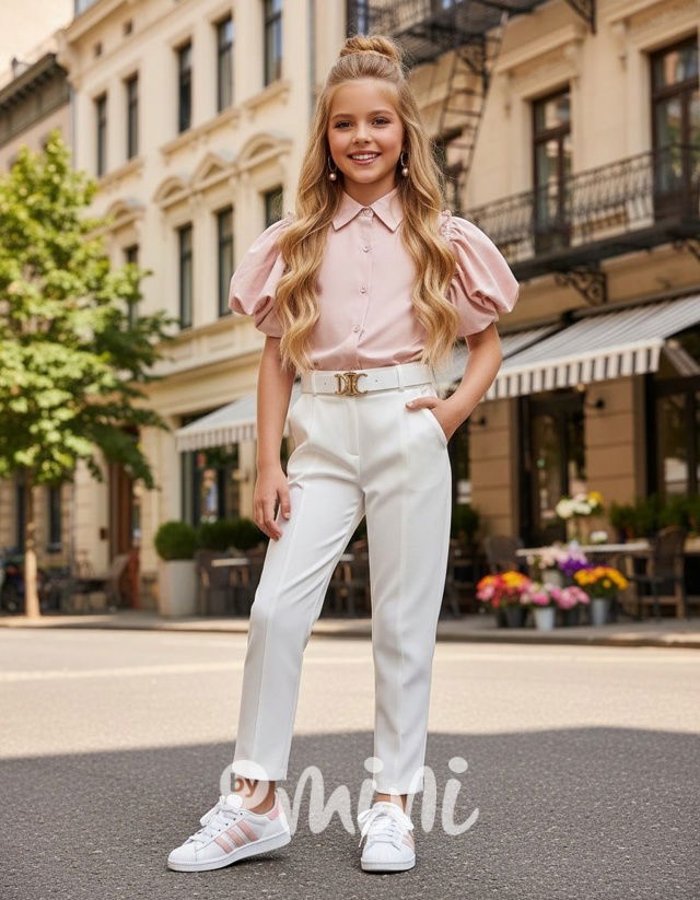 Bílé elegant kalhoty s páskem