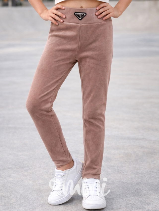 Soft velur teplé legíny mocca