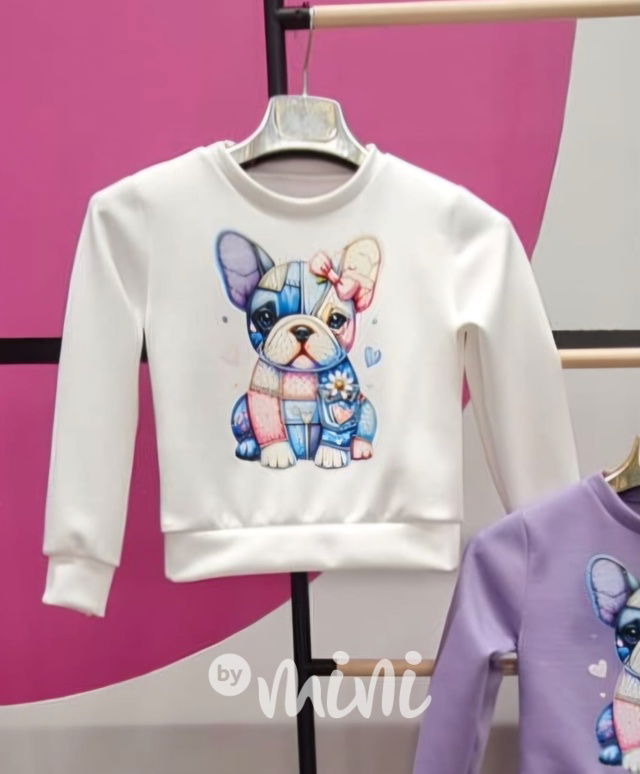 Buldoček mikina bílá