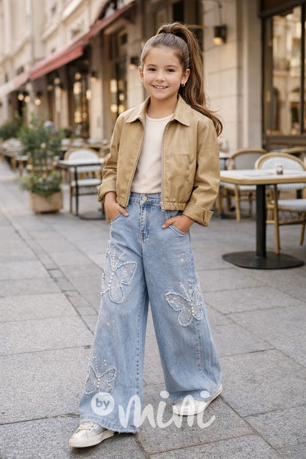 Volné široké denim rifle BUTTERFLY