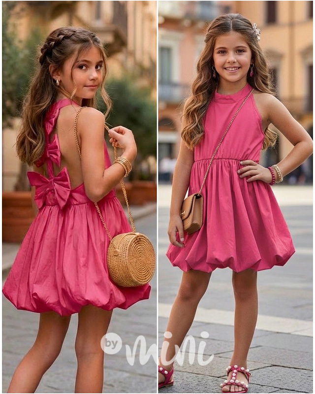 Malinové Bella mašličkové šaty