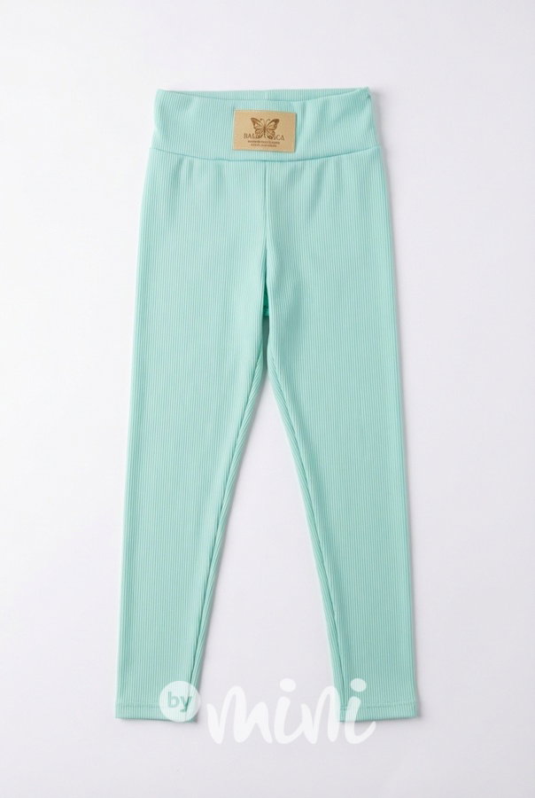 Stretch žebrované legíny mint