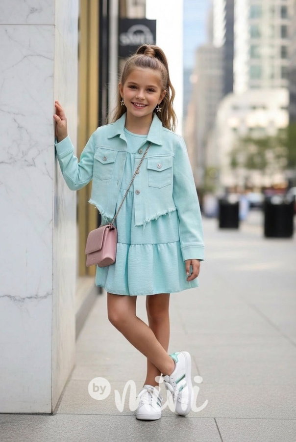 Letní vzdušné šaty poseté kamínky mint