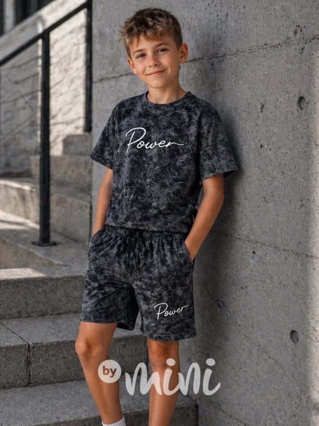 Power acid wash set black