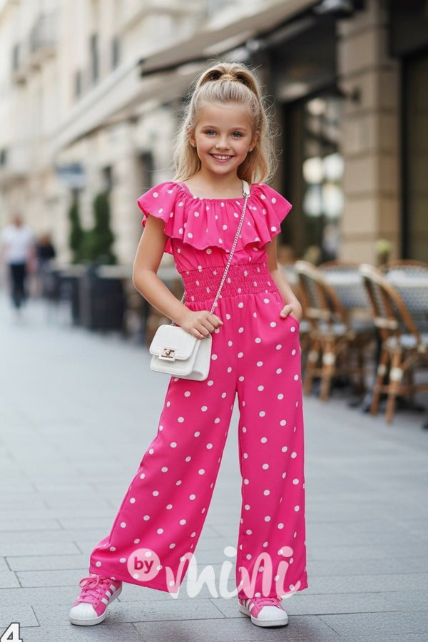 Mini chic overal puntíky FUCHSIA