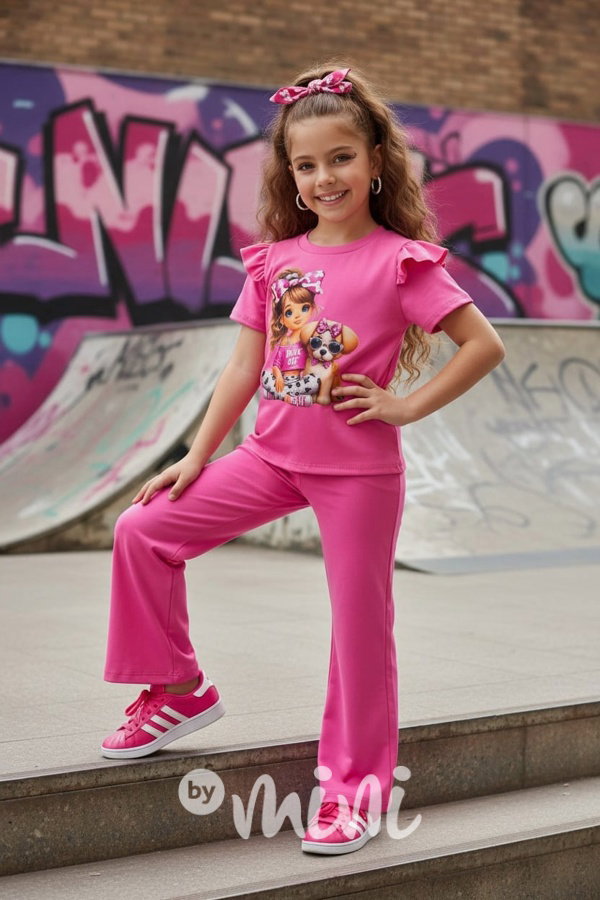 CUTIE blůzka + zvonáče dark pink