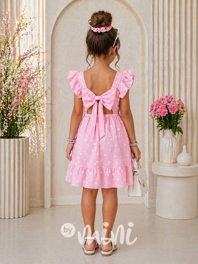 Petit puntíkaté šaty s mašličkou PINK