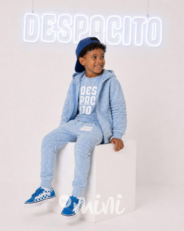 Despacito biker tepláky acid wash baby blue