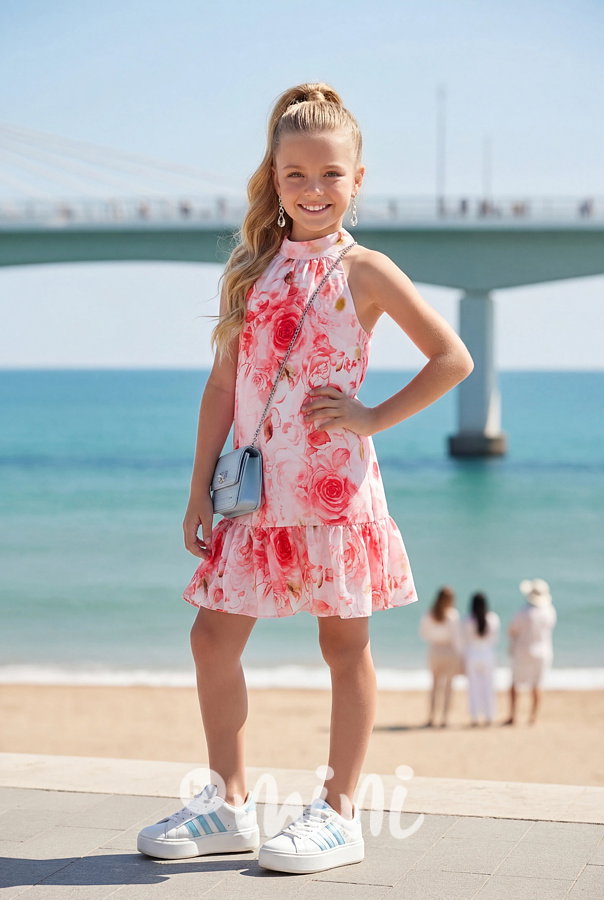 Mini chic šaty Roses red