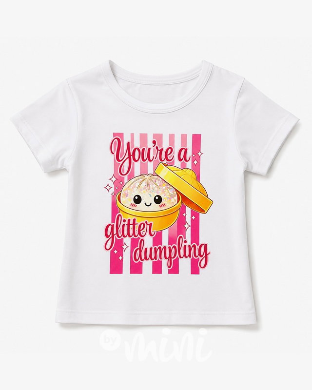 Squishy dumpling triko GLITTER bílé