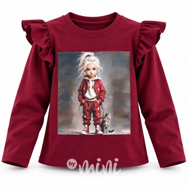 PREMIUM blůzka Rebel s kamínky bordo