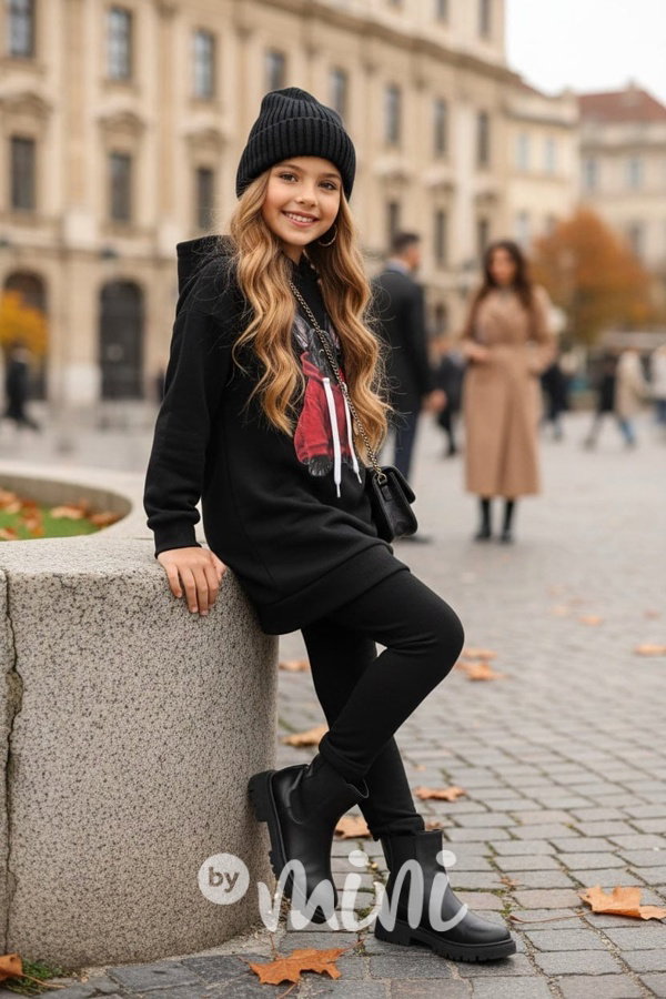 Podzimní mikinová tunika BULDOČEK černá